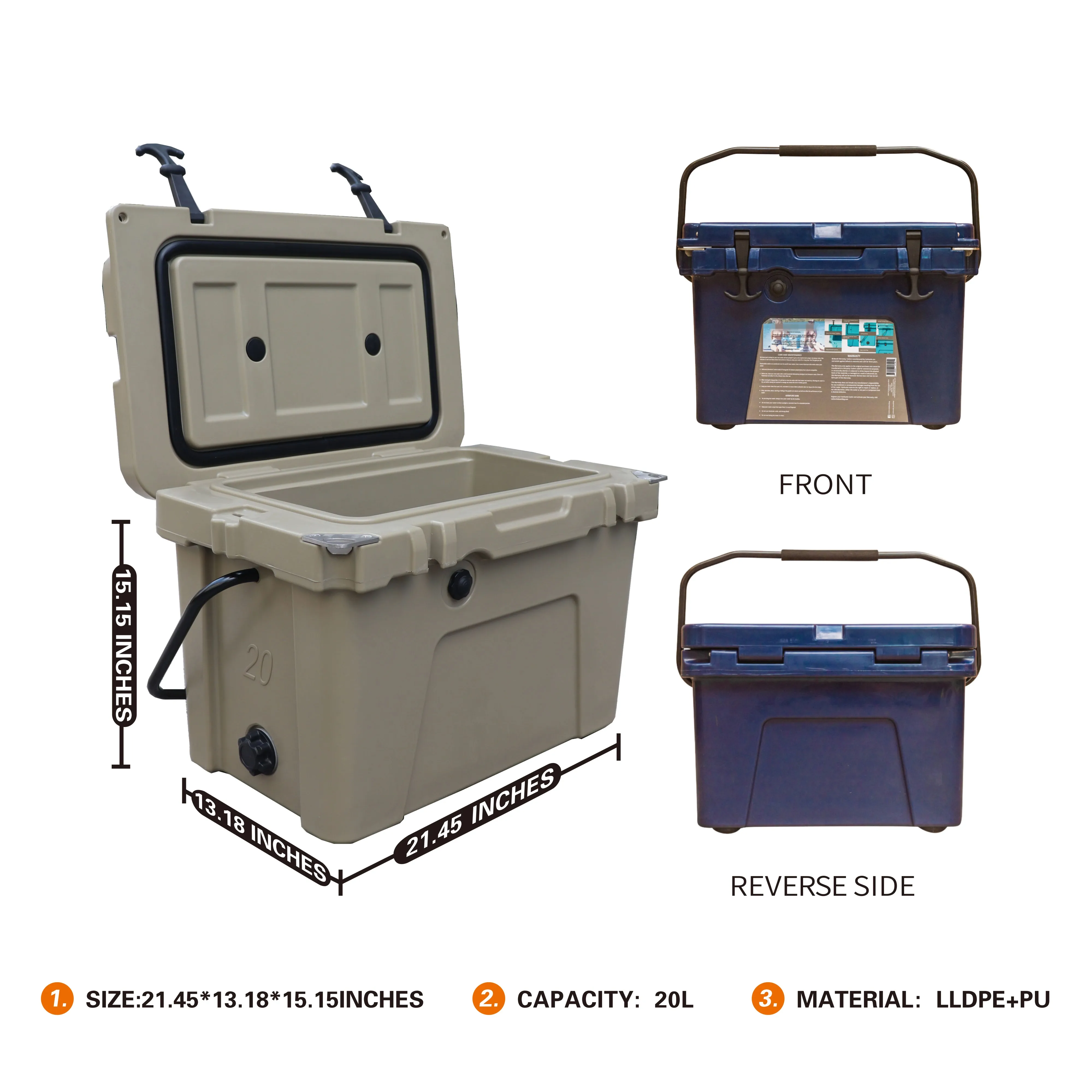 20L custom logo insulated portable thermal Multifunctional rotomolded ice chest cooler wholesale