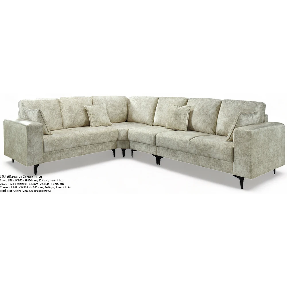 Sofa Corner JEU AE 343 Living Room Modern Home Furniture Genuine Leather PVC PU Fabric Modular Design 3+2+1 Couch Lounges Malay