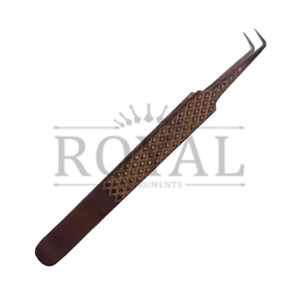 Classic 90 Degree Curved Rose Gold Color Hot Boot Volume Tweezers Diamond Grip Eyelash Extension Tweezers