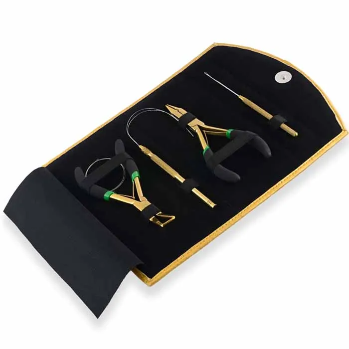 Professional Black and golden wholesale hot selling hair extension tools stainless steel polish finished personal care tool kits