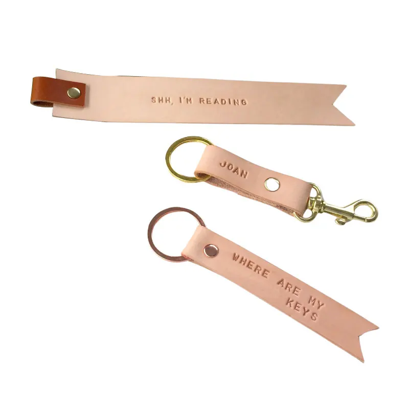 Custom logo String Vegan Leather Bookmark Keychain