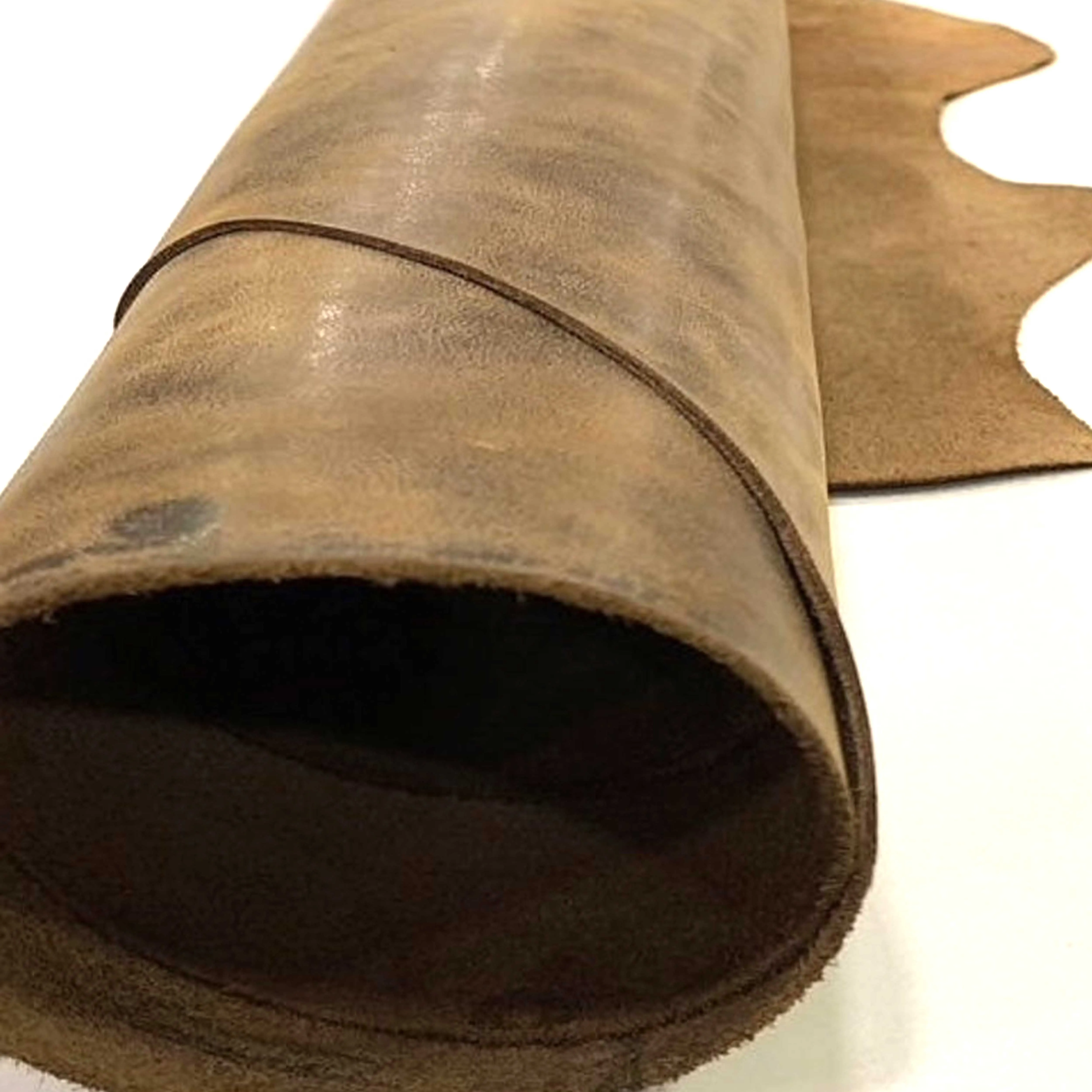 OEM Factory Made Rich Grain Brown Waxed Antiqued Distressed Cowhide