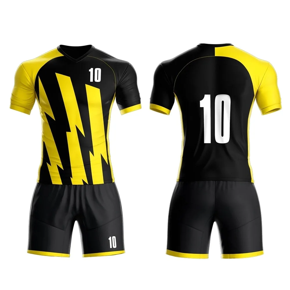 No Logo Custom Soccer Jersey With Collar Soccer Uniform Sets Breathable Mesh Football Jersey