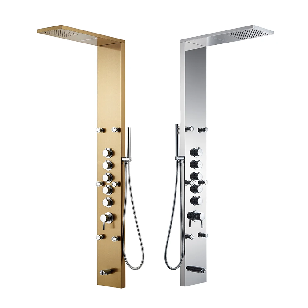 Hot Sale Bathroom Wall Mounted Stainless Steel 304 Shower Panel Waterfall Hydromassage Shower Column