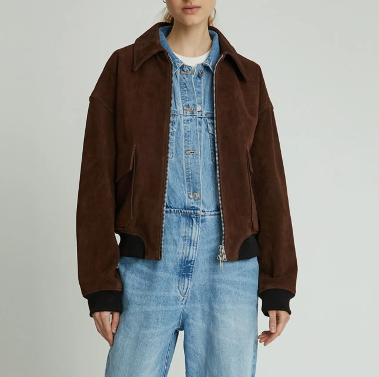 ANDROS Suede Blouson Jumper (Dark Brown) S M L XL Korean fashion Trending products 2024 new arrivals wholesale clothes