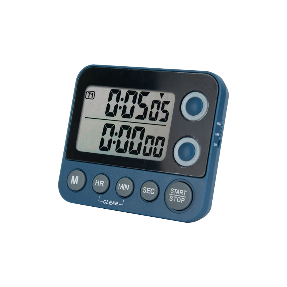 Dual Line Double Groups Digital Premium Kitchen Timer Cooking Stopwatch Loud Alarm Count-Up Countdown LCD Display