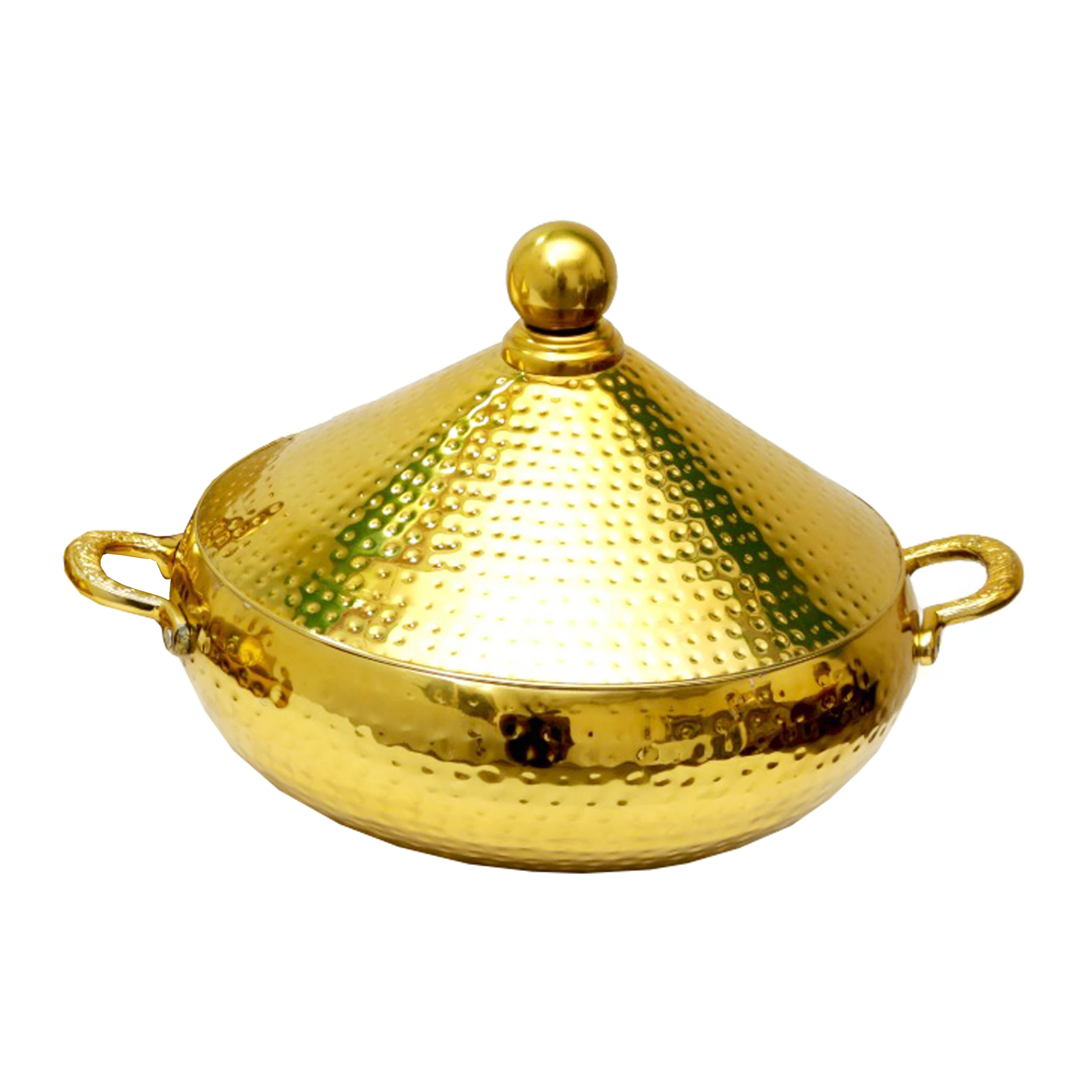 Handmade Set Of 3 Nickel And Gold Plated Hotpots For Food Equipment Multi-functional Hotpot By Made In India