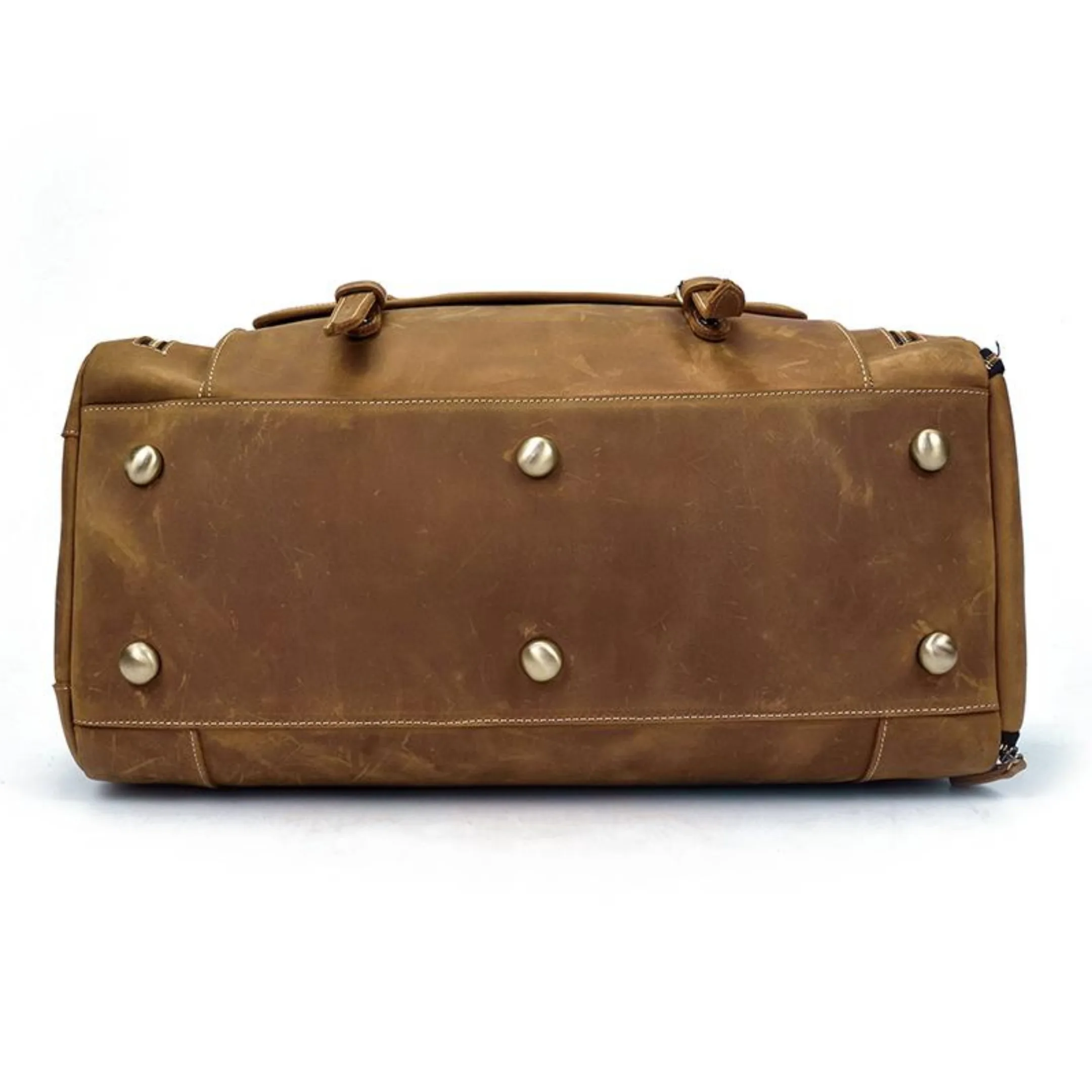 Premium Crazy Horse Genuine Leather Duffel Bag with YKK Zipper Shoe Compartment Luxury Weekender Business Travel Gym Vacation