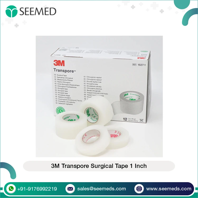 Highly Breathable and Water Resistant Non Sterile Medical Adhesive 3M-Transpore Surgical Tape 1 Inch for Dressing
