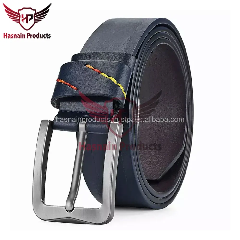 Premium Quality Custom Design Black Brown Reversible Genuine Leather Belt for Men with Custom Logo Pin Buckle - Double Sided