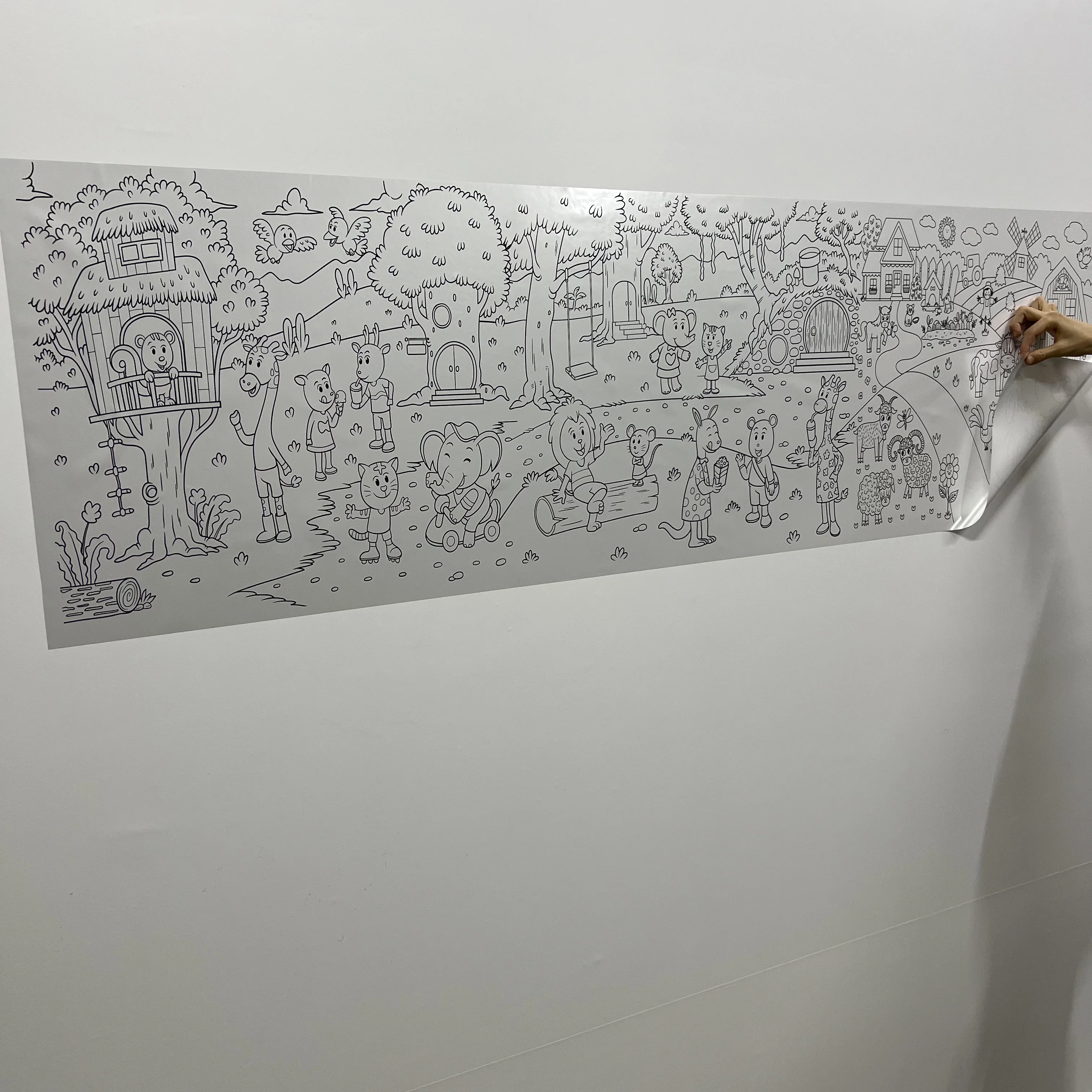 Dry Erase Animal Painting Kids Activity Decal  Reusable Durable Polystyrene Material Holds The Surface With Static Electricity