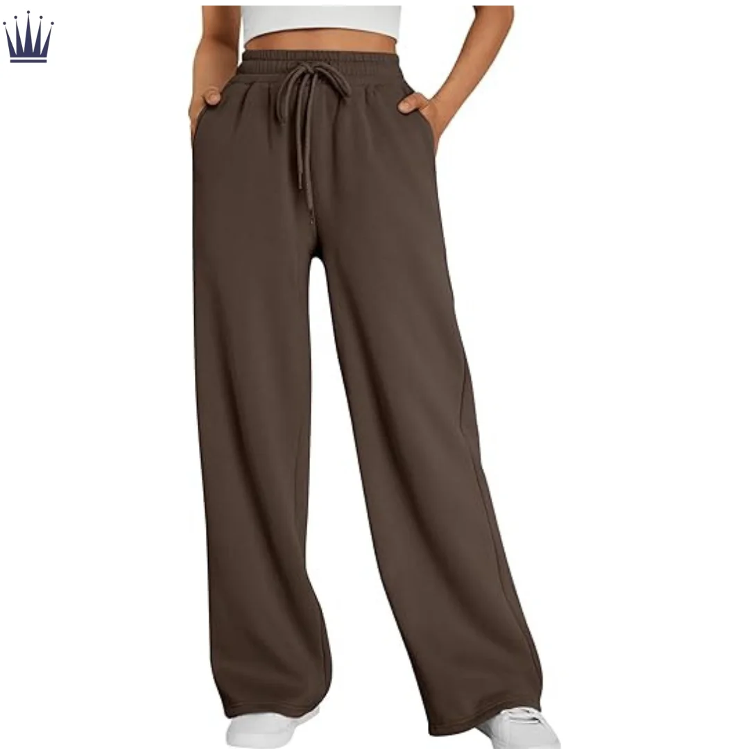 Women Custom OEM New Casual Fleece Women Flared Sweatpants Oversize Straight Pants Baggy Trousers Women Low MOQ Custom Branding