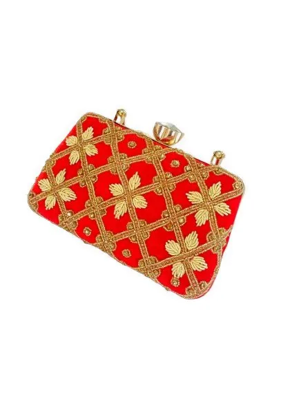 High On Demand Sparkling Elegant Fashion Statement Floral Patterned Hand Beaded Bridal Purse Available at Wholesale Prices