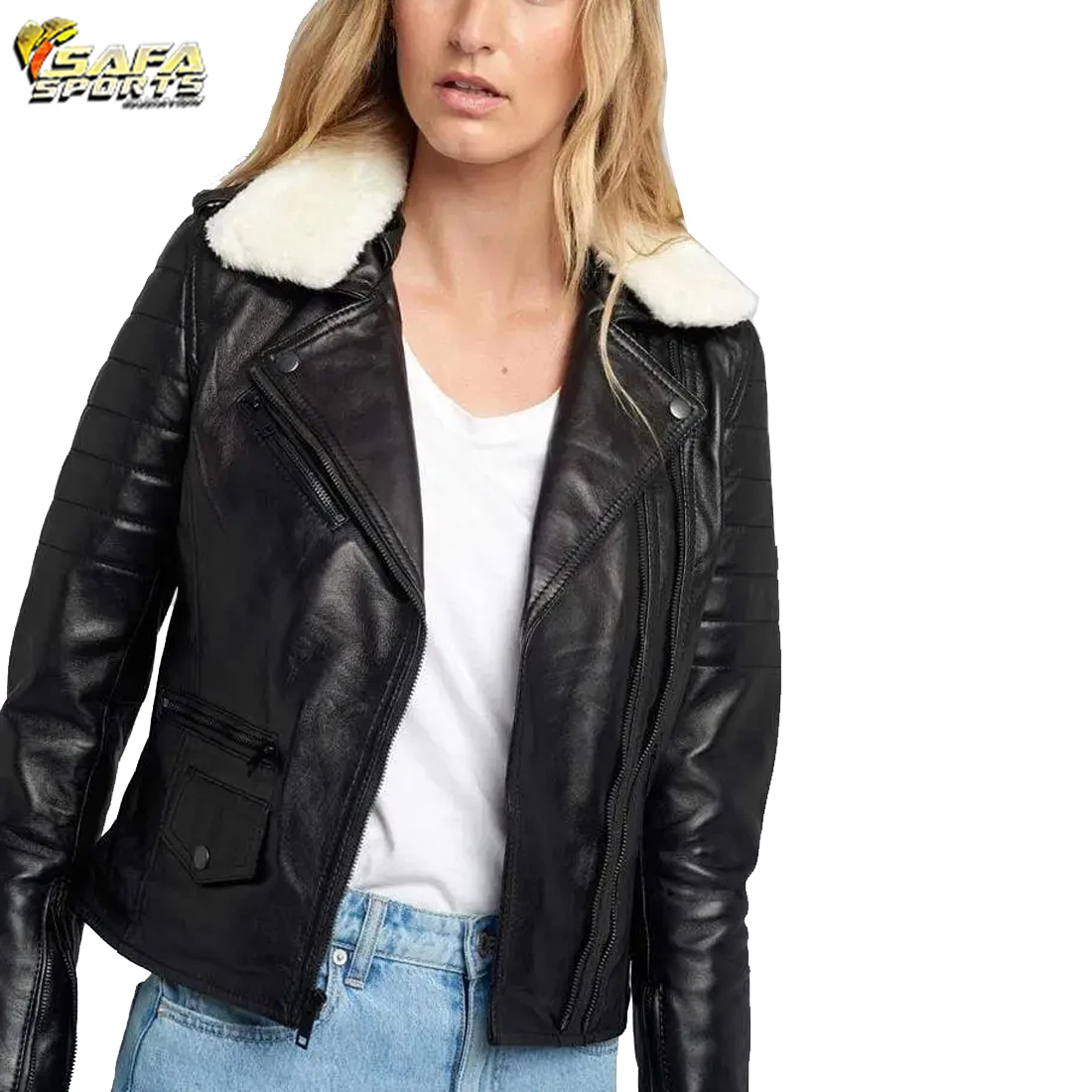 2024 Winter New Large Artificial Fox Fur Slim Pu Short Coat Women Thickened Inner Lining Faux Sheepskin Leather Jacket