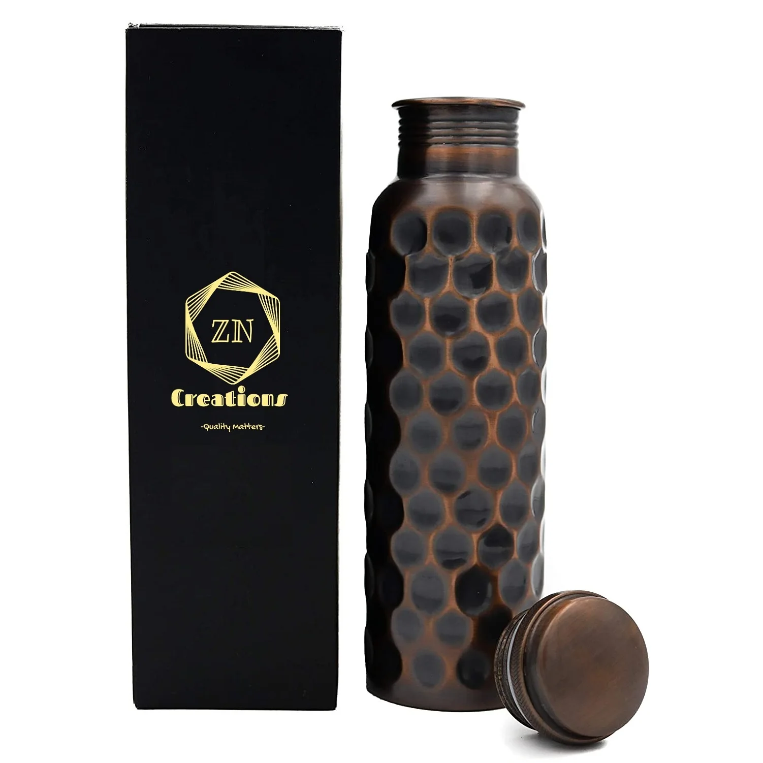 100% Pure & Handmade 1L Copper Water Bottle Leak-Proof Yoga Drinkware With Custom Logo Direct Manufacturer for Camping
