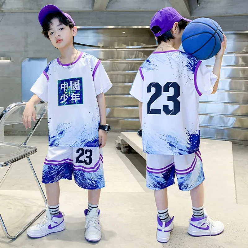 Kids Basketball Jersey Set for Children Quick Drying Breathable Team Club Professional Basketball Sports Uniform Big Size