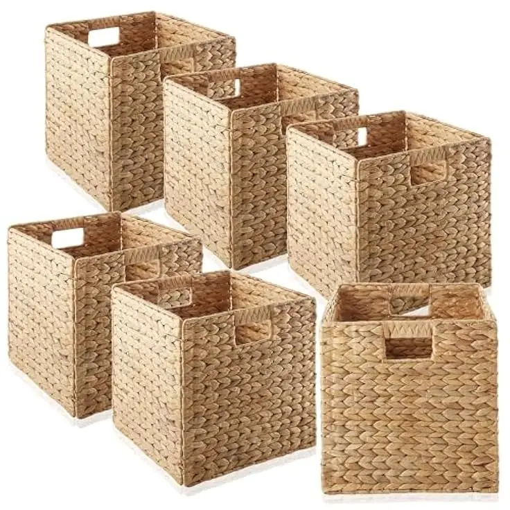 Natural Water Hyacinth Basket for Organizing Laundry Toys and Home Essentials with Sturdy Handles