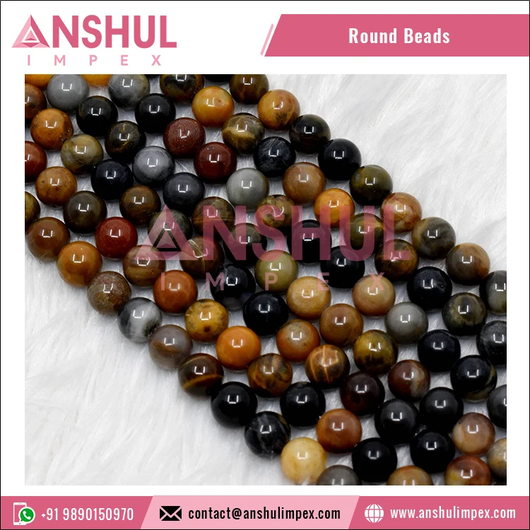 Top Quality Glossy Natural Stone Petrified Wood Custom 10mm Round Beads Loose Jewelry Beads for Bracelet Making