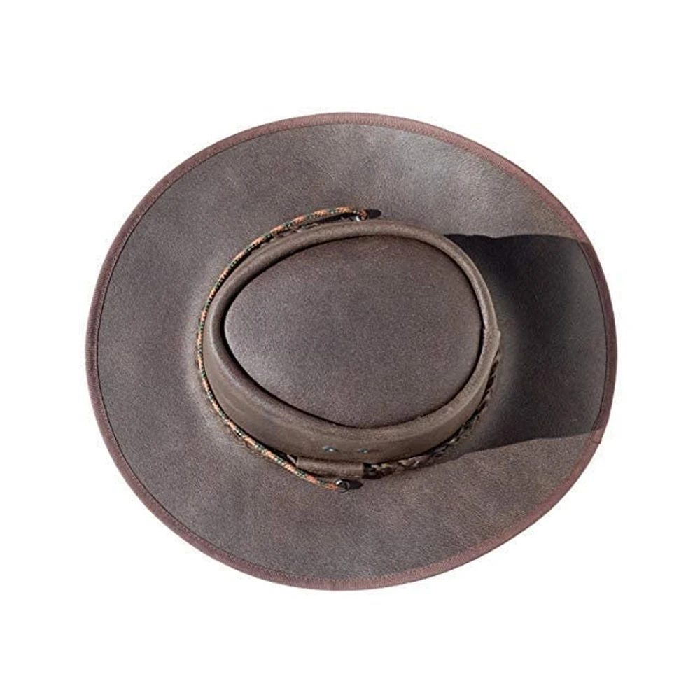 Best selling latest design custom color Genuine cow hide leather hats new fashion leather cowboy hat for sale