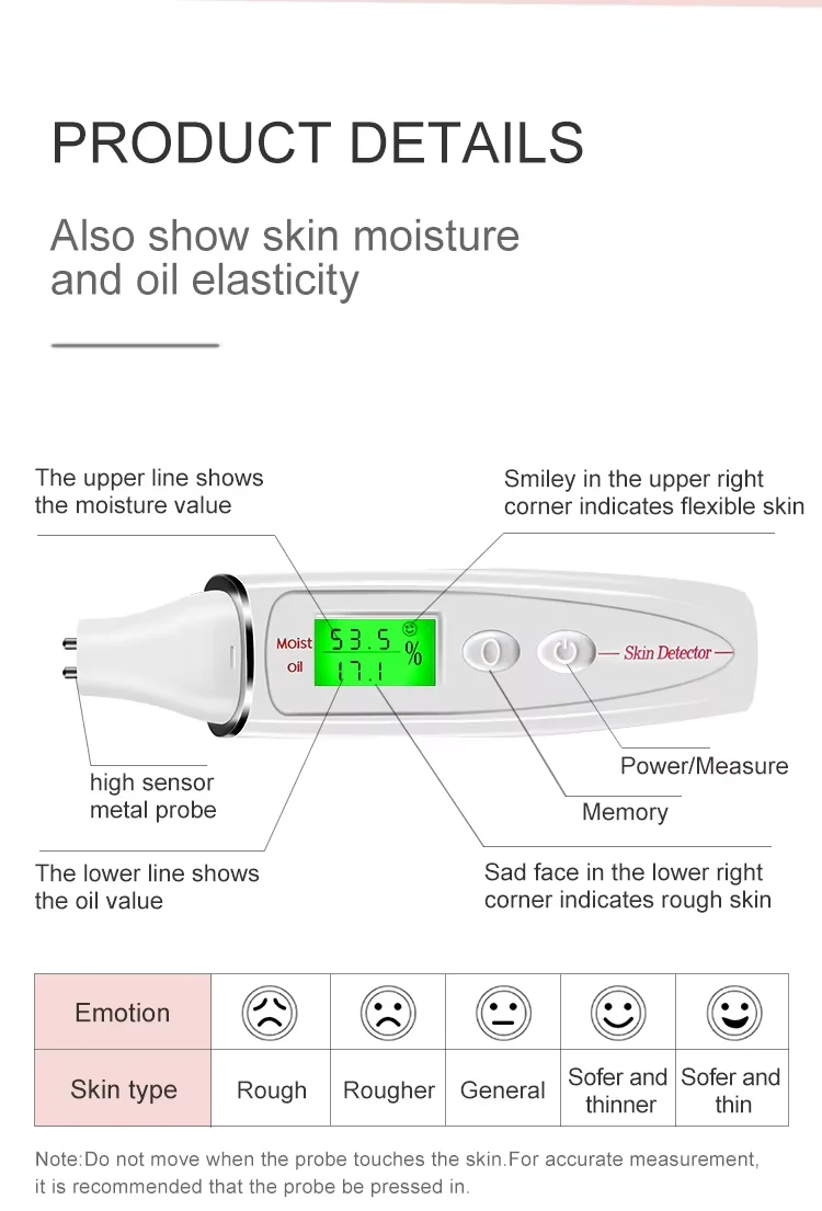 Portable Facial Skin Testing Machine Mini Skin Tester Pen Digital Oil Moisture Detector Home Use Skin Analyzer Machine