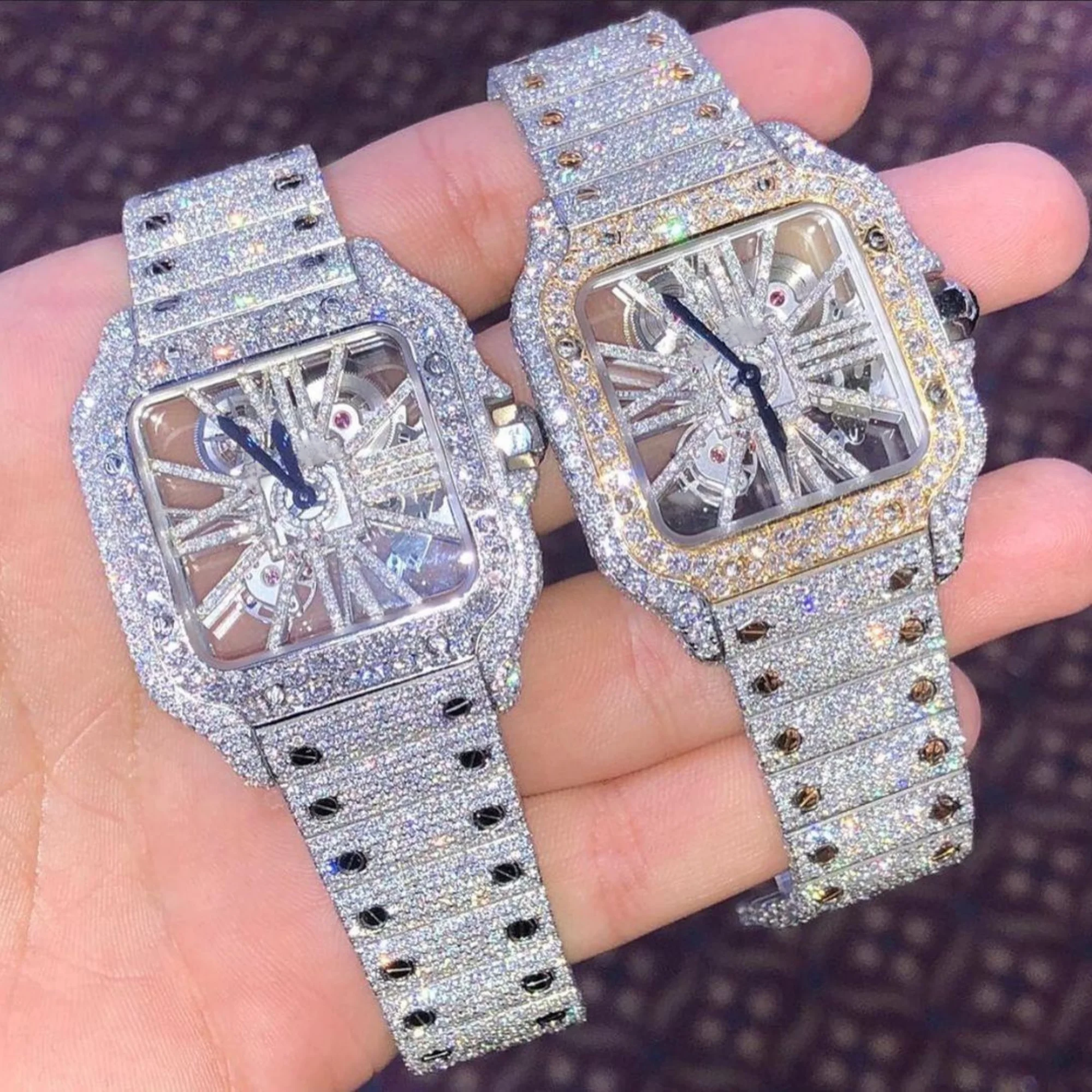Custom Iced out VVS Lab Grown Quartz Mechanical Watch Hip Hop Style with Buckle Clasp and GRA Certification Antiqued Casio ODM