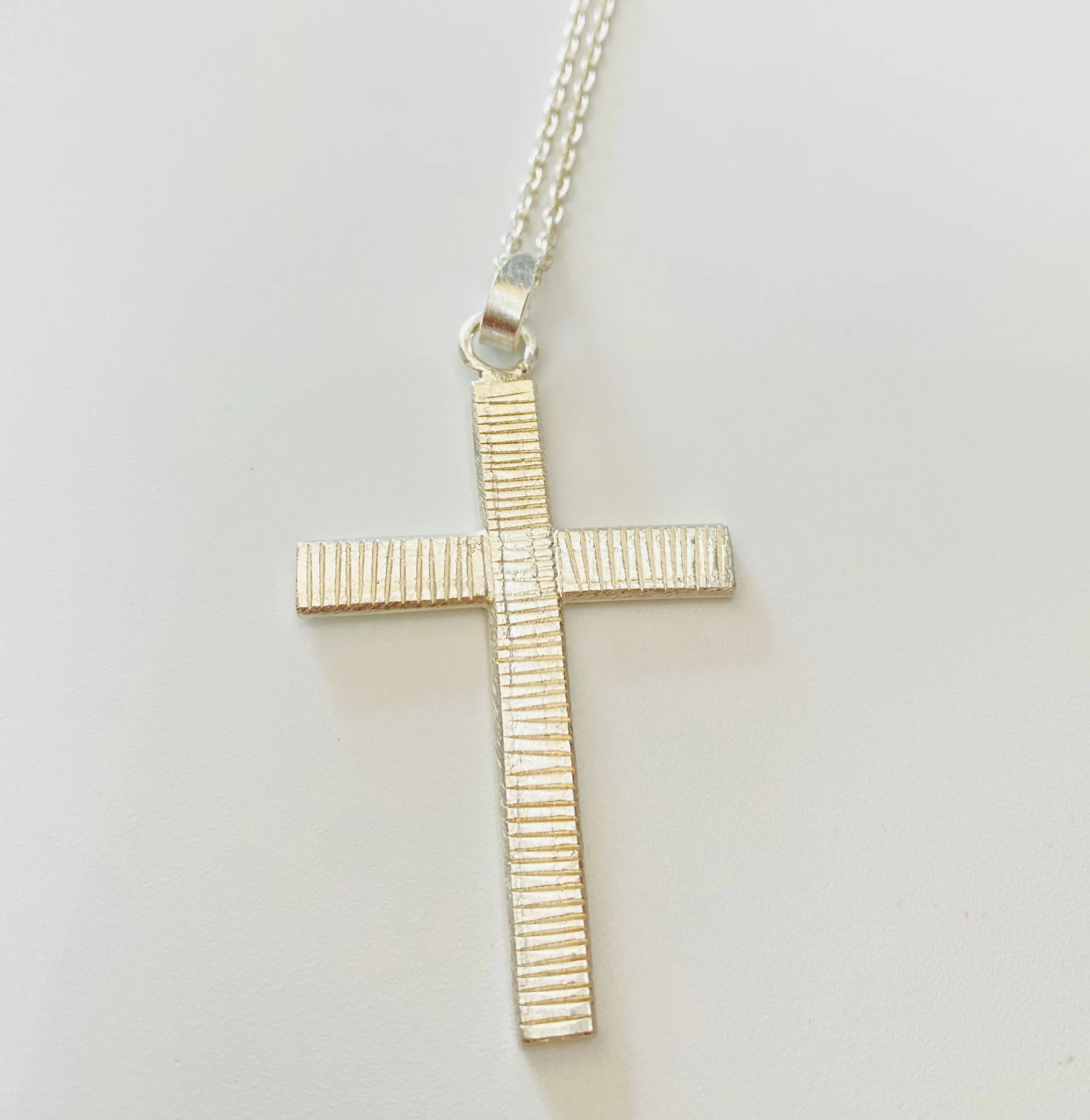 Silver Cross Necklace 925 Sterling Silver Handmade Cross Silver Pendant Christian Cross Necklace