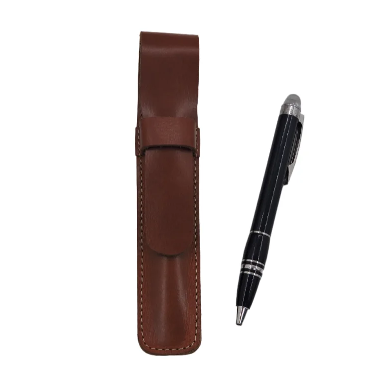 Customised Genuine Leather Handmade Single Slot Pen Case and Table Organizer and Pen Holder and Pouch for Daily Use