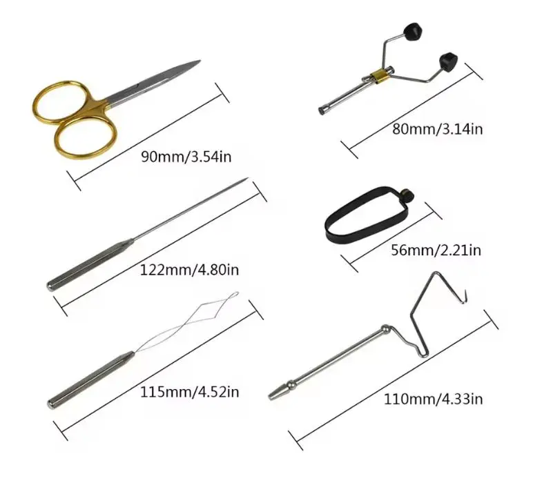 Fly Tying Tools Kit Includes Bobbin Finisher Scissors Hackle Hair Stacker Fly Fishing Flies Tying Tools Set  by SIGAL MEDCO