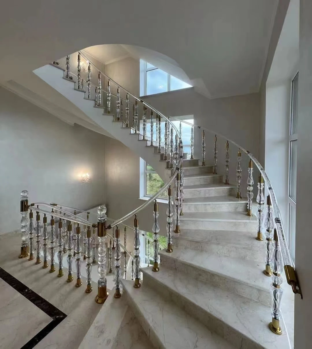 High quality Acrylic Crystal Baluster Handrail Acrylic Pillars Posts Staircase for house design