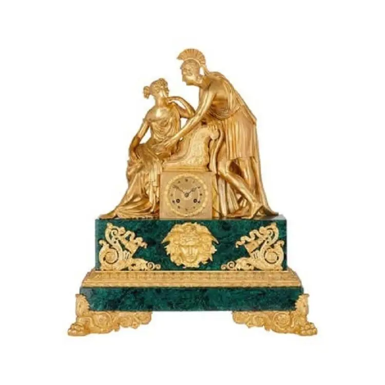 Старинные винтажные малахитовые роскошные часы ручной работы креативный и декоративный светодиодный Будильник в стиле ретро для