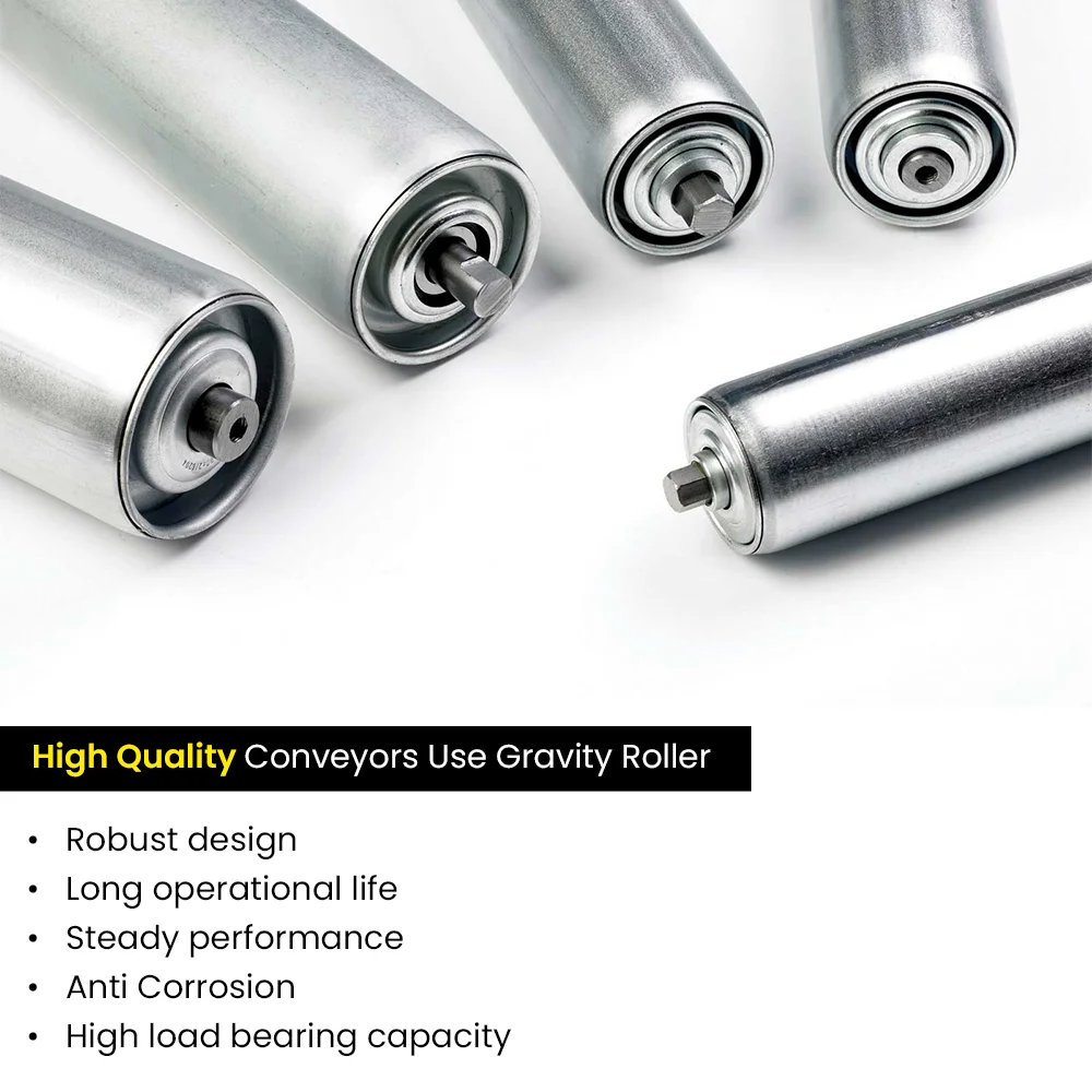Versatile Carbon Steel Made Gravity Conveyor Roller For Multiple Industry Best Large Capacity Conveyors From India