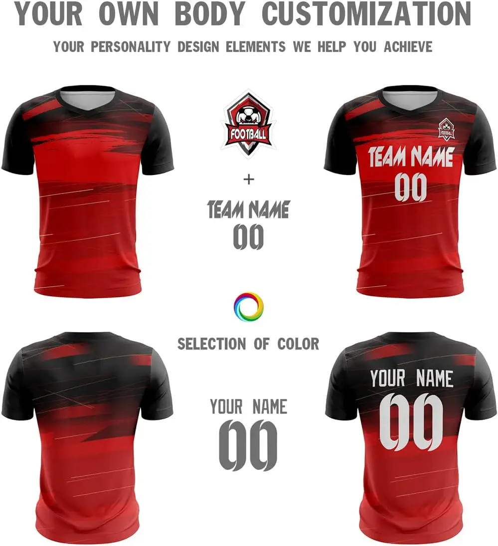Custom Soccer Jersey Men Youth Personalized Athletic Soccer T-Shirts with Team Name Number Logo football t-shirt manufacturer