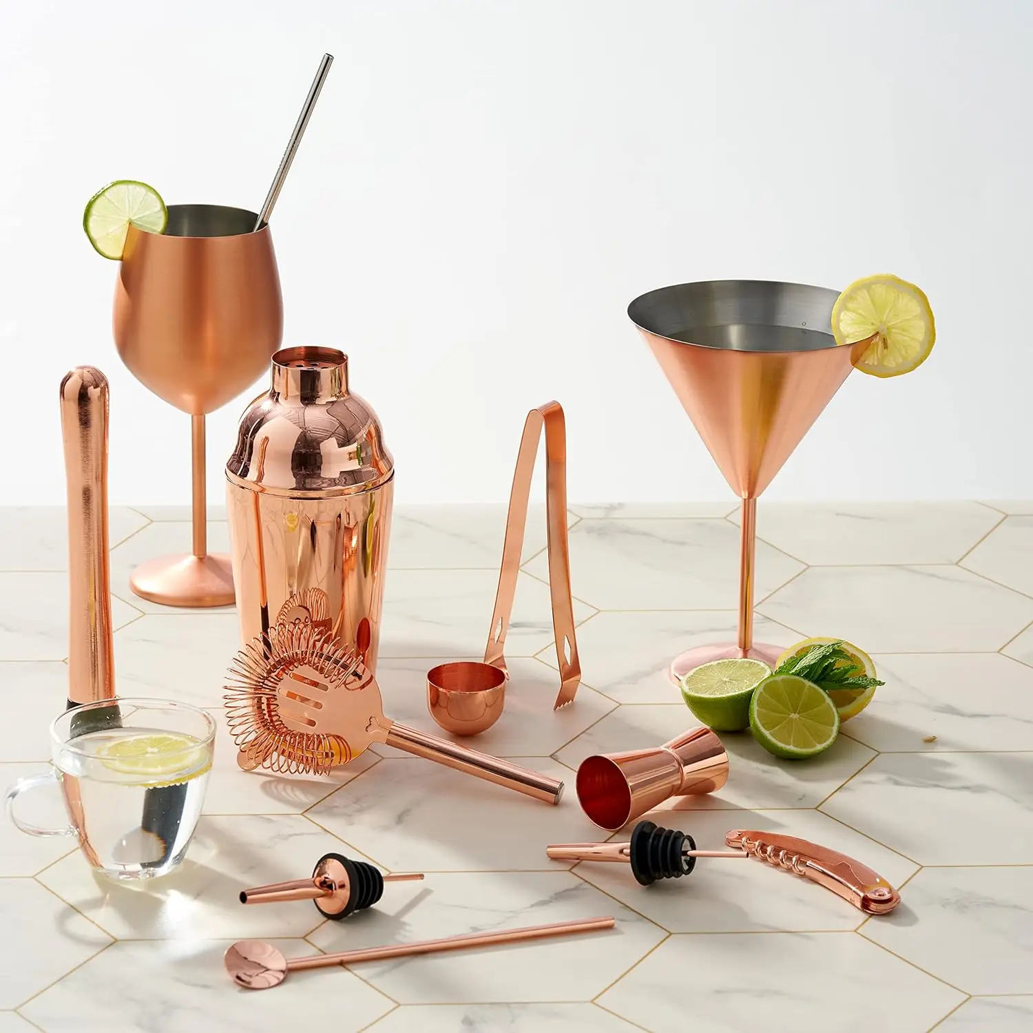 Premium Quality Cocktail Alcohol Mixture Shaker Bottle Stainless Steel Professional Bartender Metal Cocktail Shaker Set