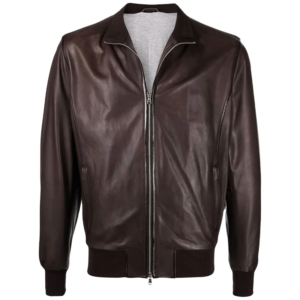 High Quality Brown Leather Fashionable Jacket men slim fit Customized motorcycle Jacket unisex men women leather jacket