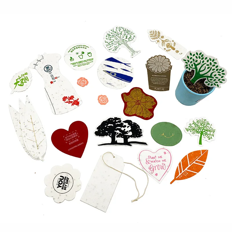 customized handmade seed paper tags card envelopes Business card printing labels plantable flower seed paper
