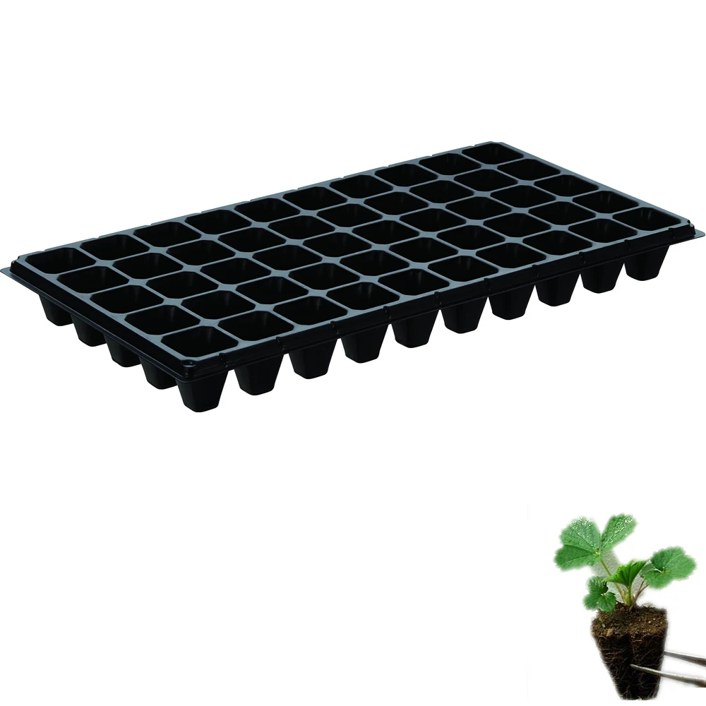 Extra Strength PS Plastic Black Nursery Seed Trays With Custom Holes and Cell For Farm Seedling