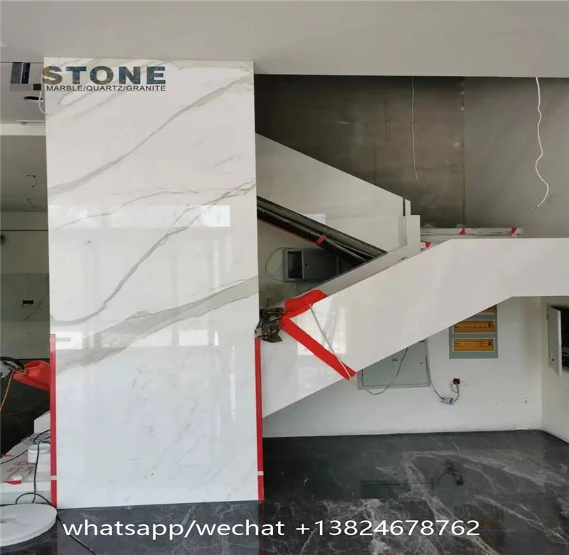 italy calacutta white marble for bathroom wall and stair case with carrara gold natrual marble slab