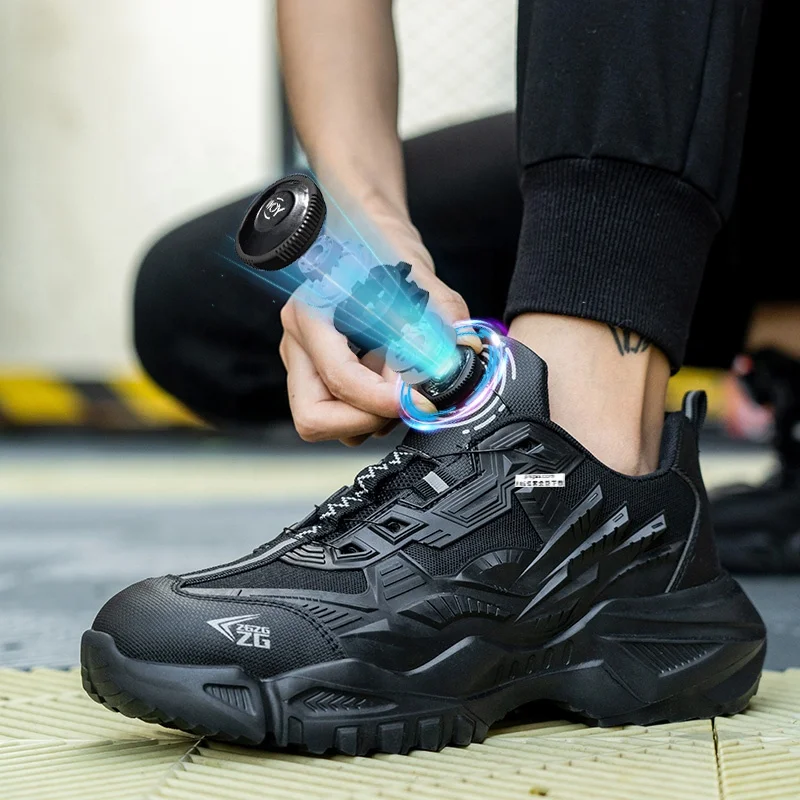 Black Fast lacing system safety boots technology sport safety shoes with Swivel button LACES