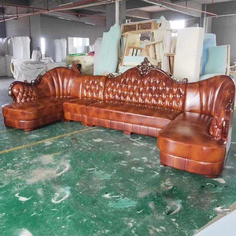 Beautiful Luxury Solid Wooden Sofa With High Quality Material Classic Antique Couch Sofa Set For Living Room CEFS053