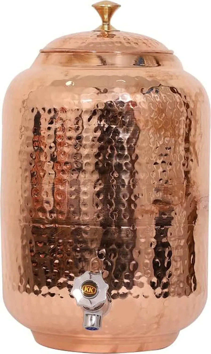 Pure copper drinkware water dispenser  8L hammered  ayurveda health healing 8 Liter storage capacity water container
