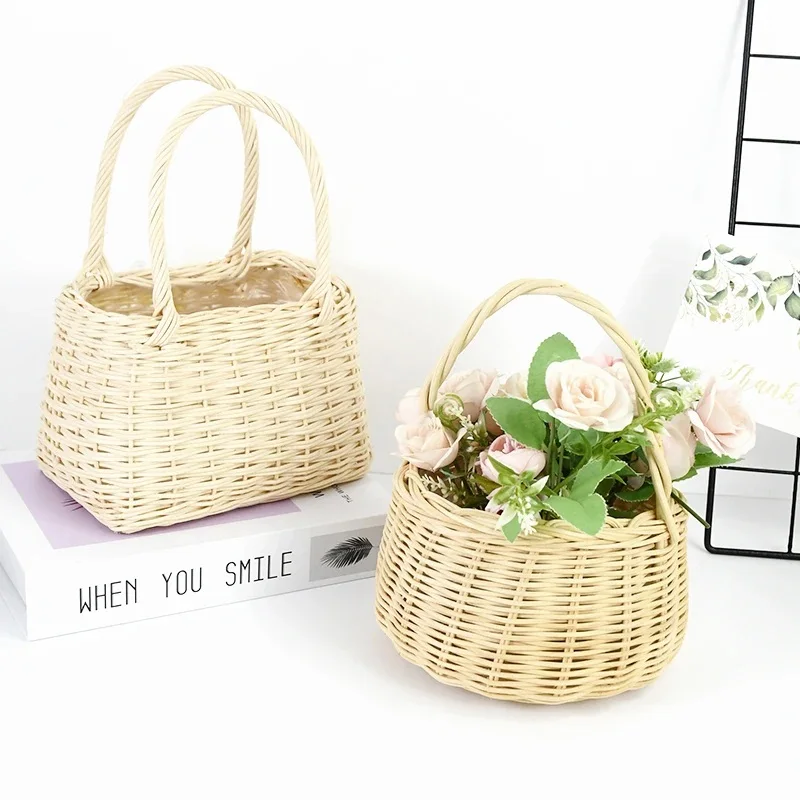 Hot selling rattan flower basket competitive price unique hand made wicker gift baskets for flowers