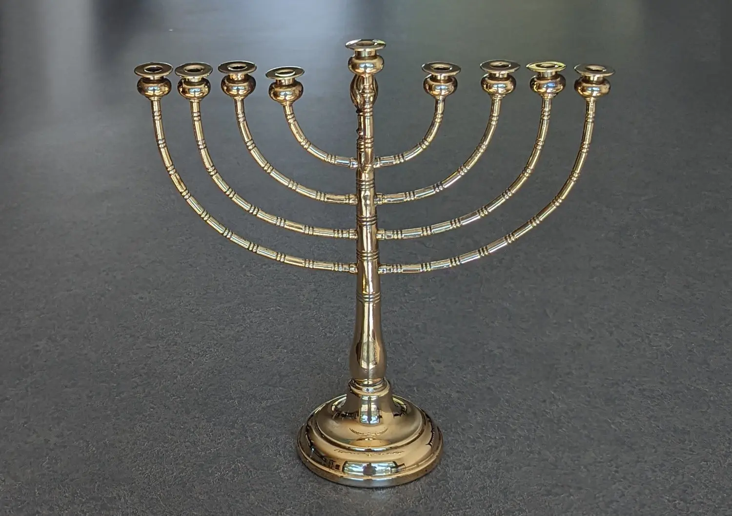 Antique Vintage Judaica Hanukkah Hand Forging Menorah Iron Hammered Elegant Design Hanukkiah Black Jewish Nine Branch Style