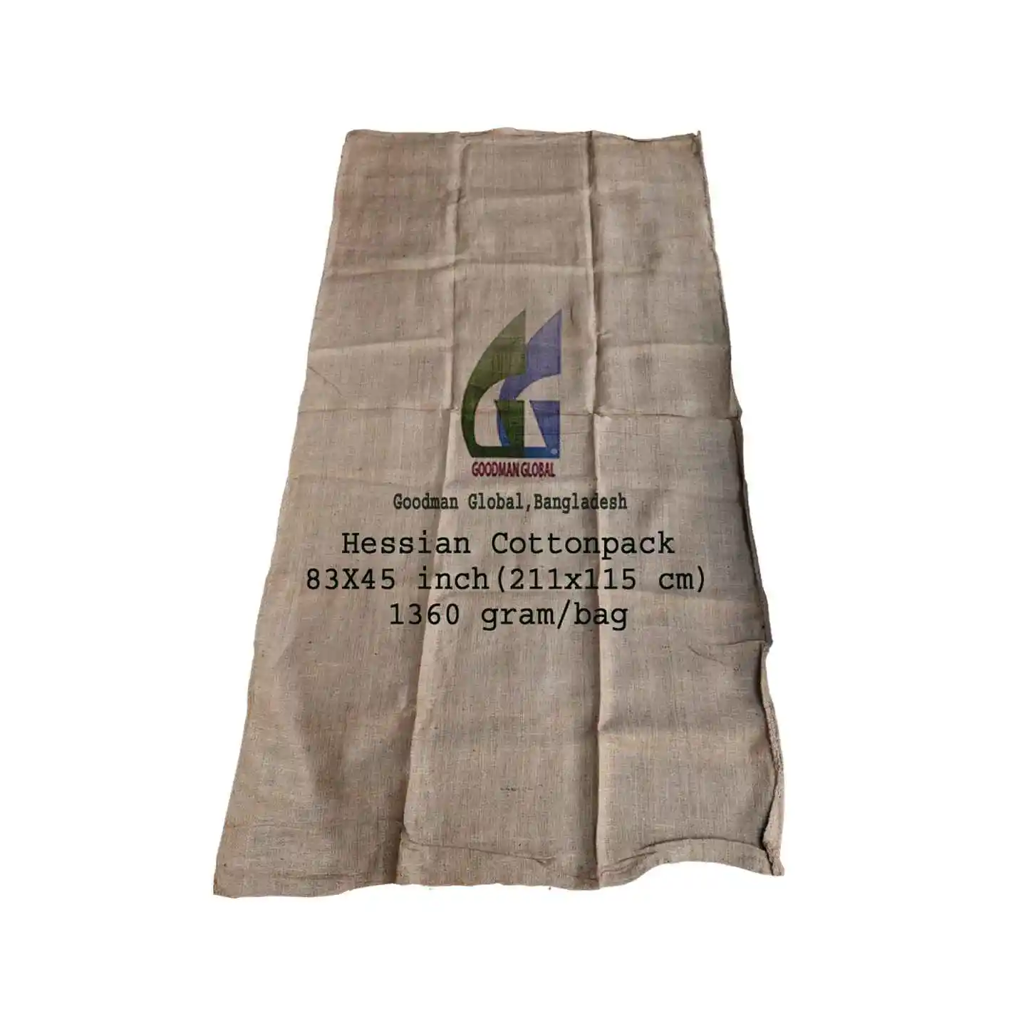 83x45 inch 1360g Hessian cottonpack for raw cotton packing burlap jute sack best gunny bags wholesale Goodman Global Bangladesh
