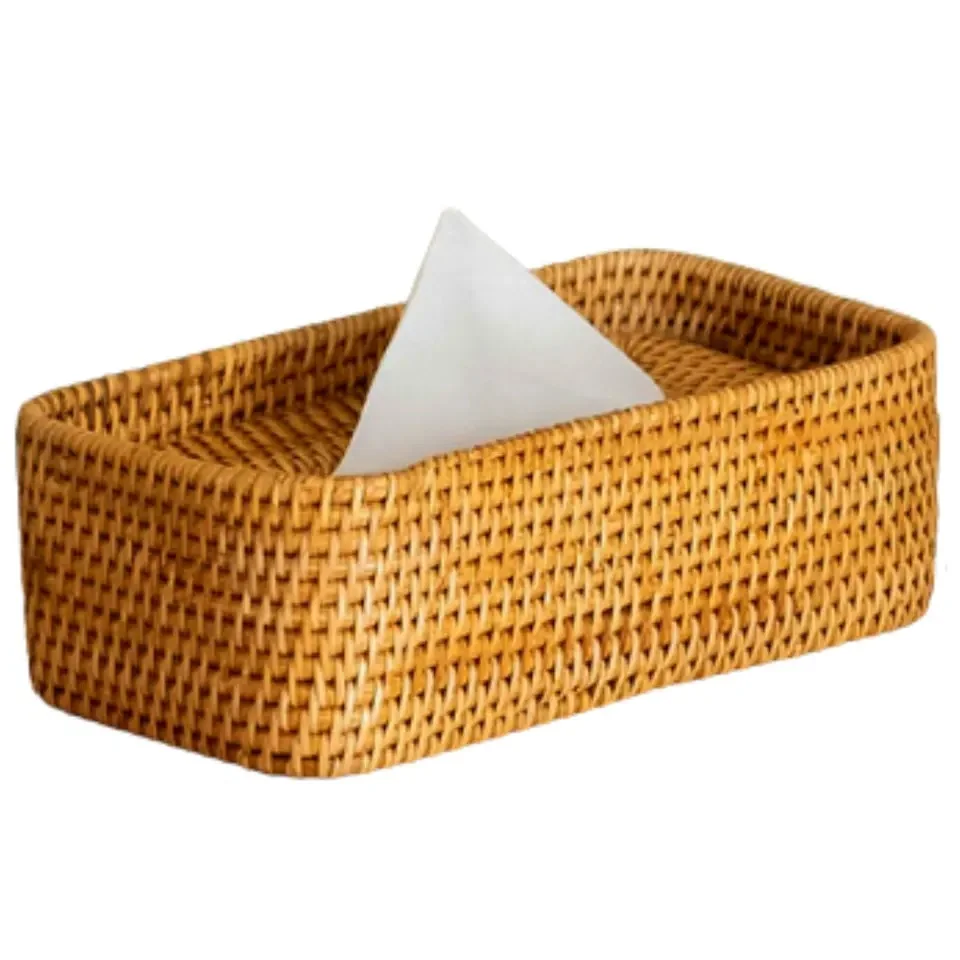 Vietnam Goods Minimalist 0.4kg White Rectangular Home Storage Garden Durable Kitchen Accessories Rectangle Rattan Tissue Box