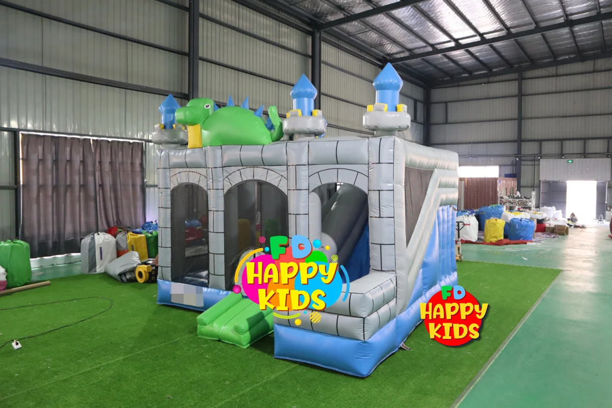 Custom theme Commercial Dino/jungle/Jurassic bounce obstacle  Fun city bouncy castle combo  for sale/Multiplayer gamefor kids