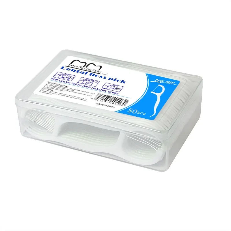50 Pcs Dental Floss Pick In A Plastic Box Orthodontic Flossers