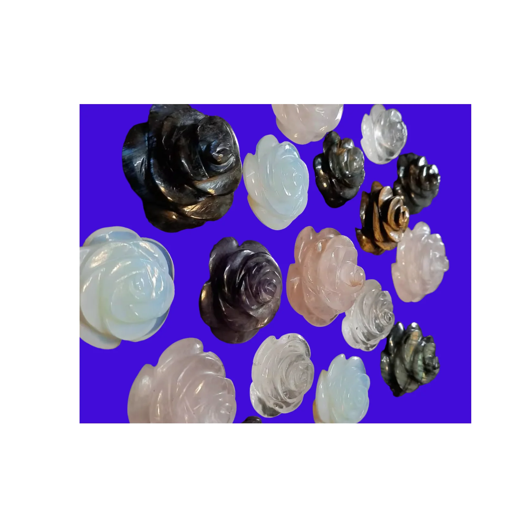 Hand Carved Natural Multi Gemstone50-80gms Agate Rose Crystal Flowers Stone for Home and Hotel Decoration