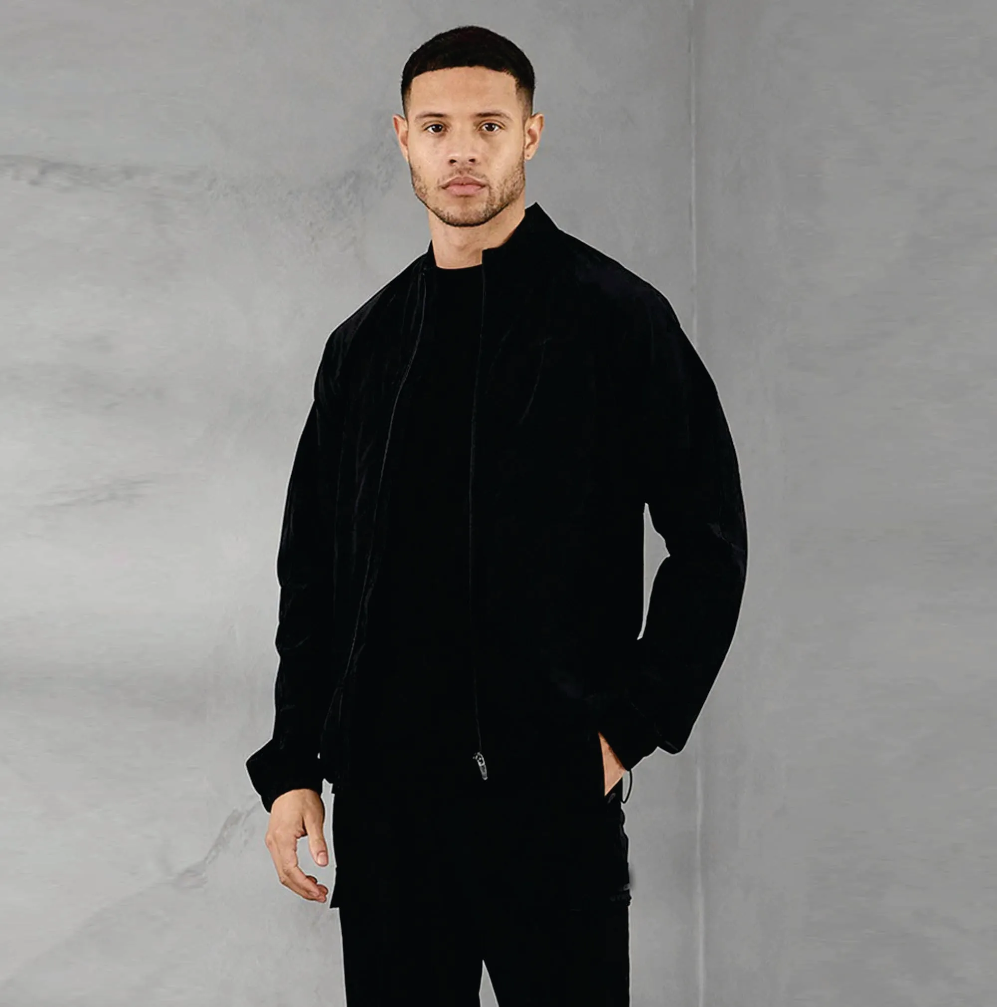 Fully Customized 85% Polyamide 15% Elastane Black Full Zip Cuffs Graphite Mens Utility Woven Bomber