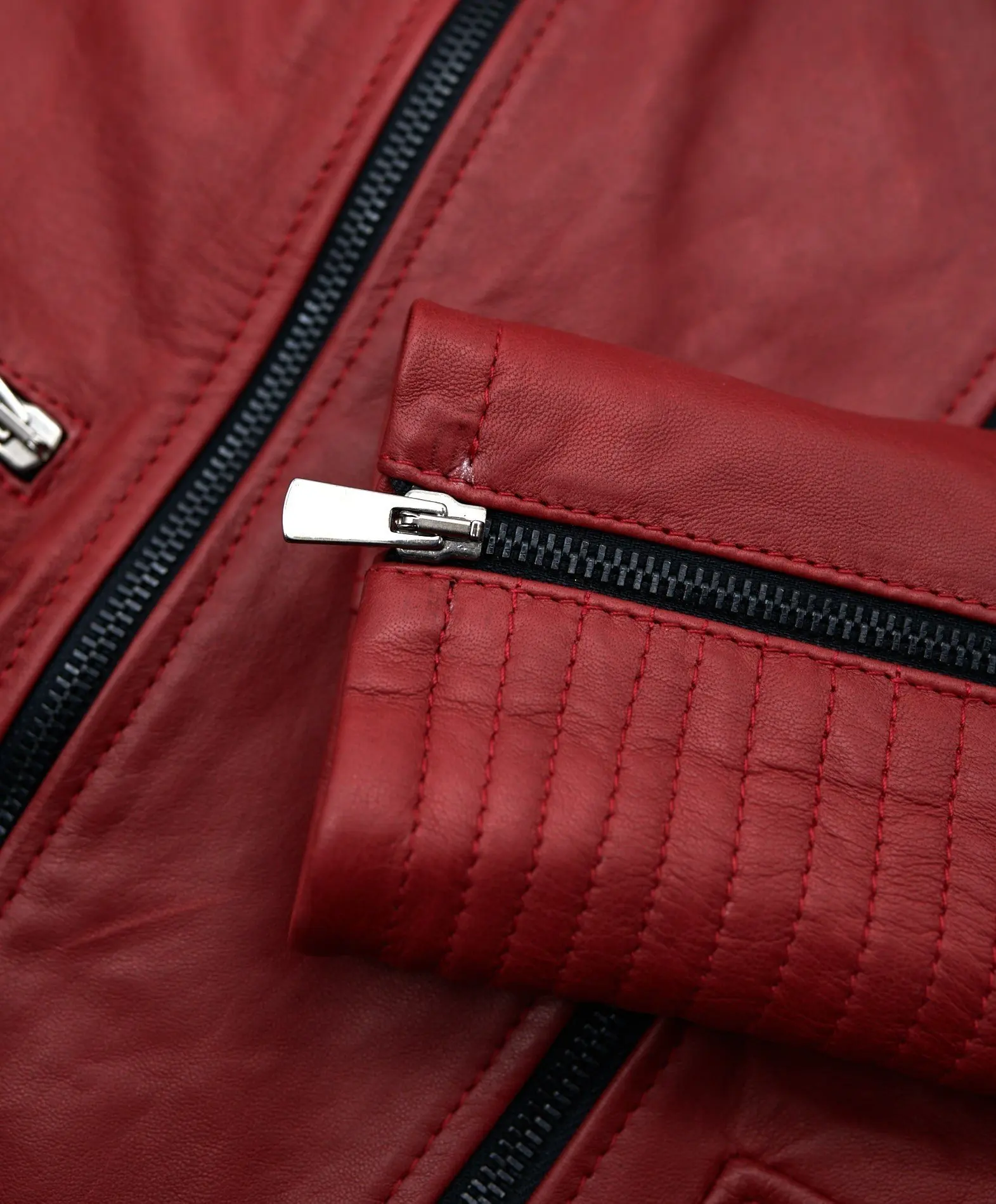 Autumn Soft Red Color Real Sheep Leather Luxury Women Classic Zipper Luxury Motorcycle Slim Sexy Leather Jackets