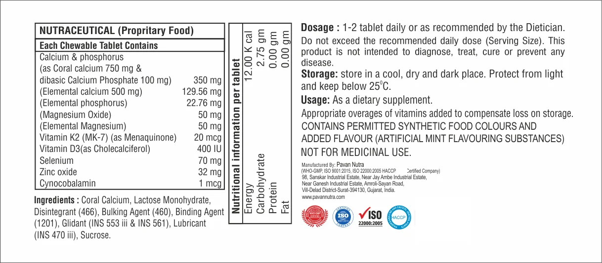 Most Selling Healthcare Coral Calcium Zinc Oxide Sunscreen Ingredient Chewable Tablets for Worldwide Supply from India